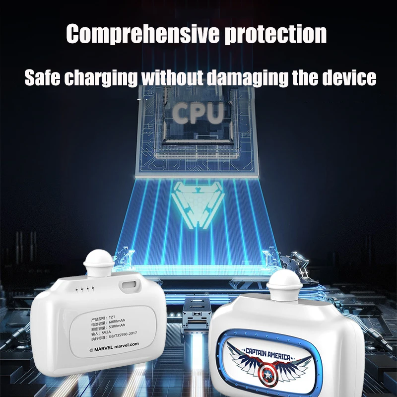 Marvel Co-Branded 6000mAh Portable Capsule Power Bank External Spare Battery Pack Mini Powerbank For iPhone 15 14 Samsung Xiaomi