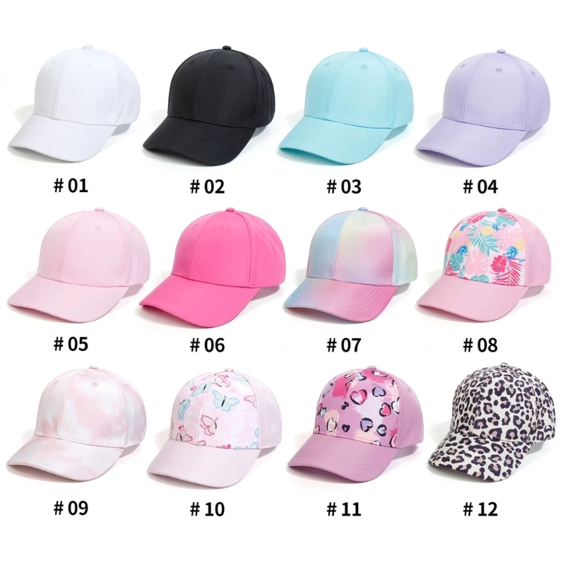 High Bun Ponytail Hat for Children Girls Baseball Adjustable Summer Ponytail for Kids Outdoor Beach-Headwear 2