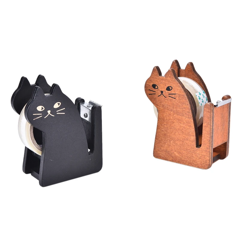 

Funny Cute cat shape wooden tape Dispenser tape dispenser /tape cutter