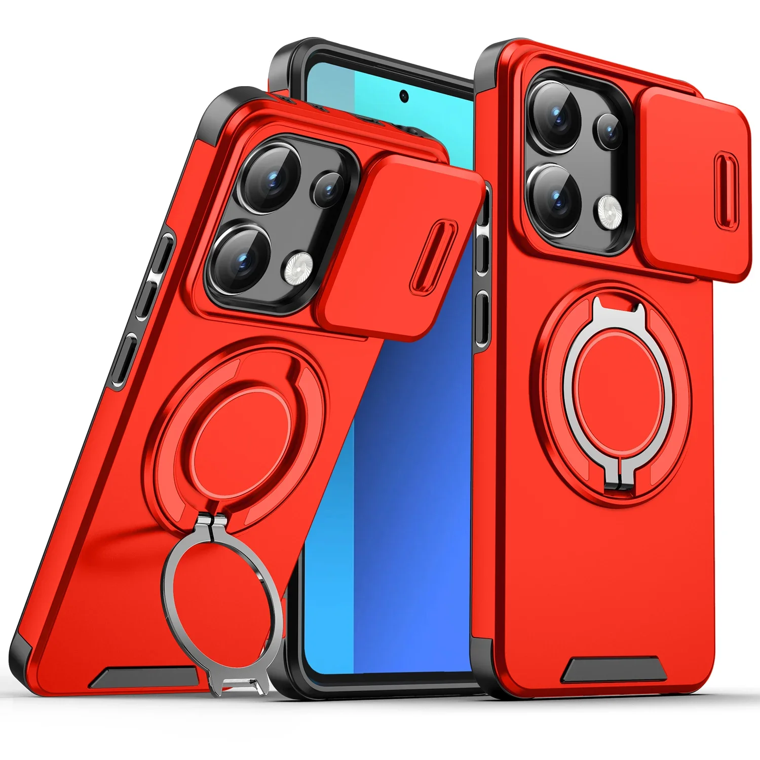 Shockproof Magnetic Case with Slide Camera Lens, Ring Stand, and Enhanced Protection