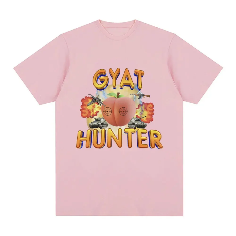 Gyat Hunter Funny Meme T-shirt Women's Fashion Retro Short sleeved T-shirt Casual Loose Large T-shirt Street Clothing 3