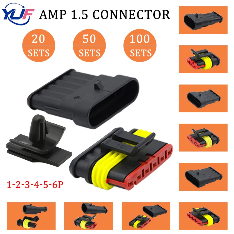 20/50/100Set 1/2/3/4/5/6 Pin Way Amp Tyco Super Sealed Automotive Wire Connector Terminali Elettrici Maschio Femmina Per Auto