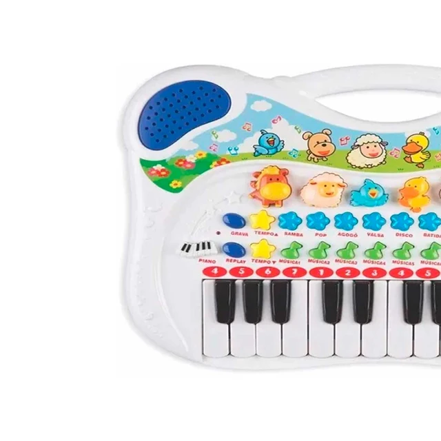 Piano Teclado Musical Infantil Bebe Sons Animais Eletronico Brinquedo