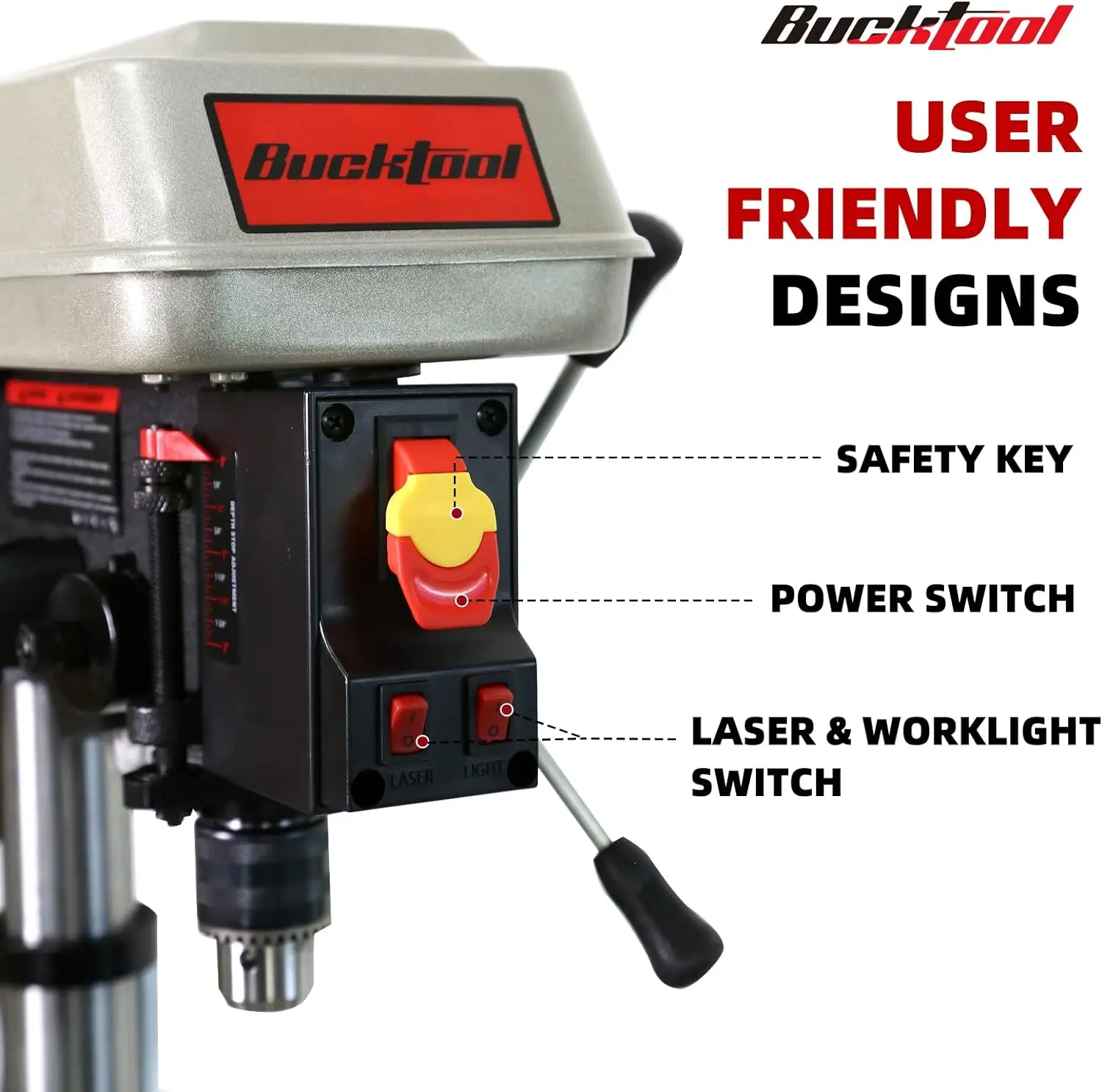 10-Inch Drill Press 6.0 Amp 3/4 HP Bench Drill Press 5-Speed Benchtop Drilling Machine with LED Work Light 3