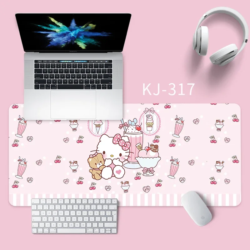 Hellos Cat Kittys Kawaii Mouse Pad Gamer Gaming Laptops Computer Accessories Pink Deskmat Non-slip Mat Mausepad Mousepad Pc Pads