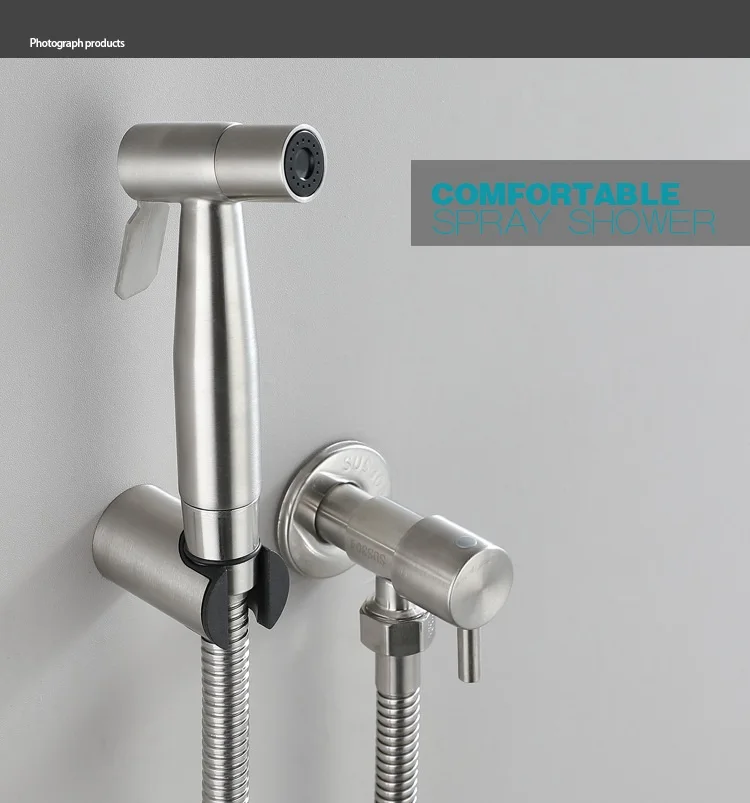 Description Picture 5 of itemMTTUZK Brushed Portable Bidet Sprayer 304 Stainless Steel Toilet Bidet faucet Single Cold Bathroom Shattaf Valve Jet Set