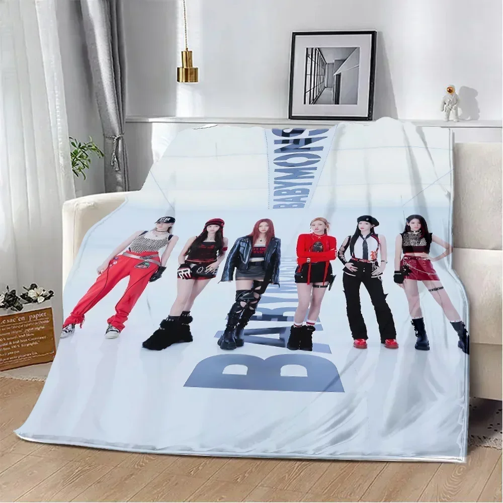 Korean Group BABY MONSTERs Printed Blanket for Bed Sofa Armchair Picnic Warm Blanket Comfortable Blanket Home Travel Birthday 4