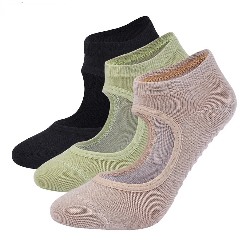 Yoga Socks Women Pilates Socks Anti-Slip Breathable Backless Yoga Socks Ankle Ladies Ballet Dance Sports for Fitness Gym