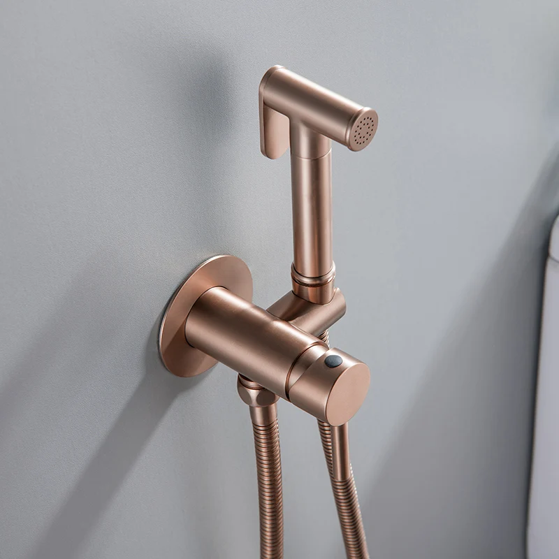ชุดฝักบัวฉีดชำระแบบซ่อนในห้องน้ำ น้ำร้อน-น้ำเย็น สีโรสโกลด์/ดำ/ทองเงา พร้อมหัวฉีดแบบมือถือ 1