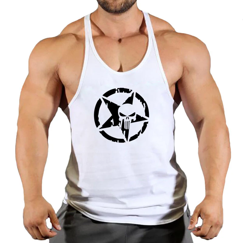 Gym Captain Skull Workout Man Undershirt Clothing Tank Men Bodybuilding Muscle Sleeveless Singlets Fitness Training Running Vest