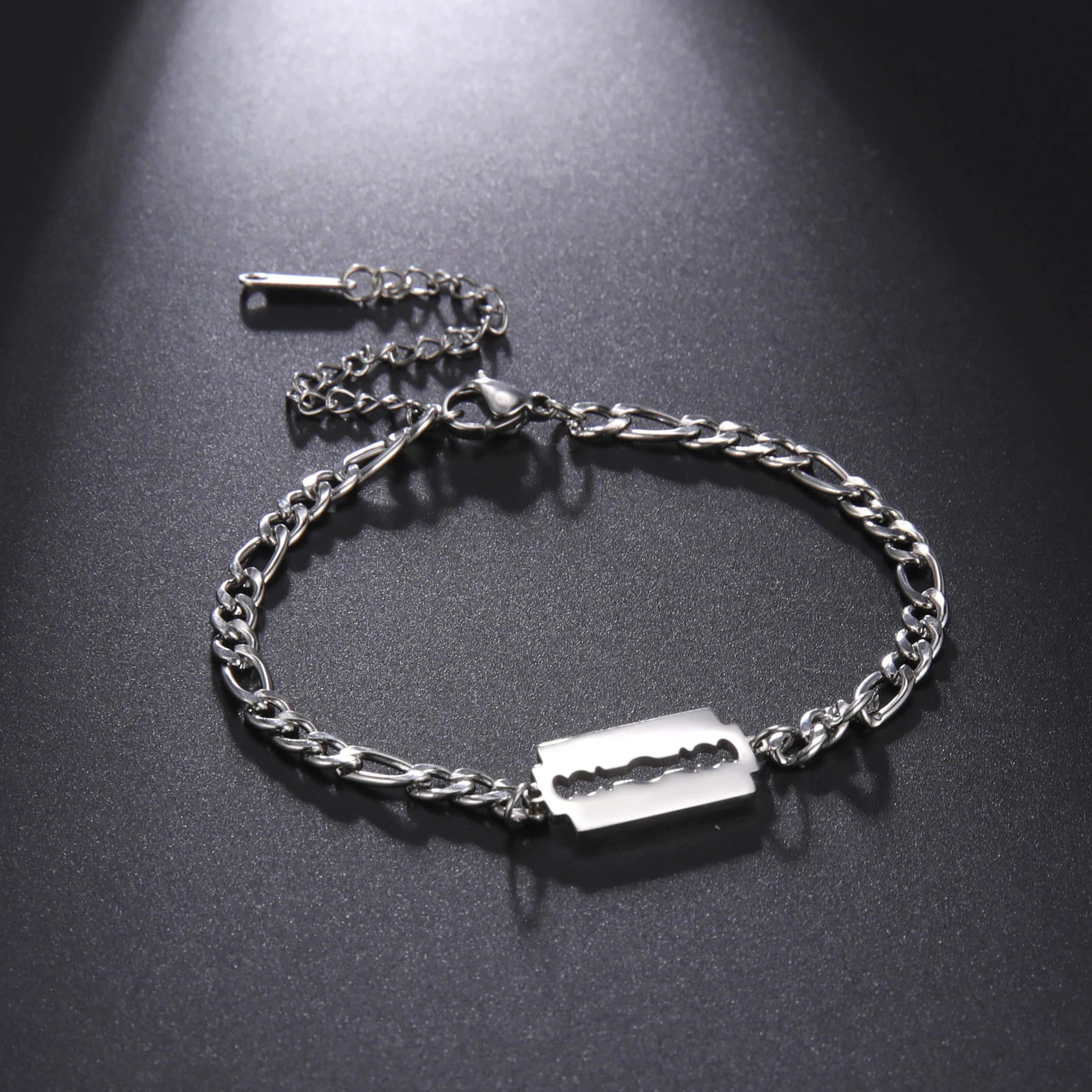 Amazon.com: Emerald Park Jewelry Razor Bracelet | Razor Blade Stainless  Steel Snake Chain Charm Bracelet: Clothing, Shoes & Jewelry