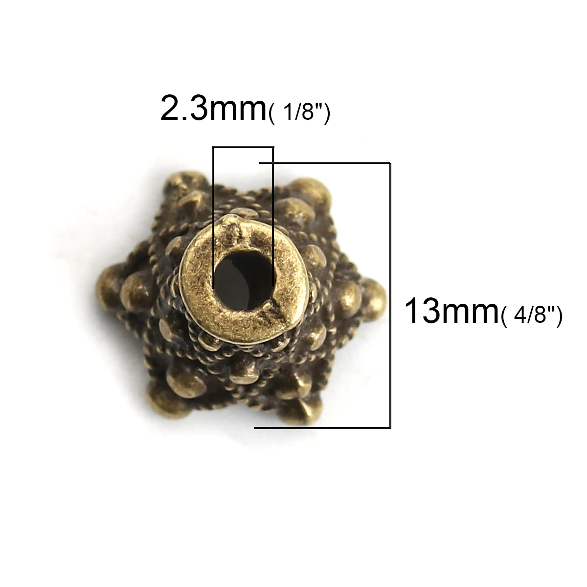 Handmade Beads Caps Flower Antique Bronze Color Charms DIY Necklace Jewelry Gifts(Fit Beads Size: 10mm Dia.) 13mm x