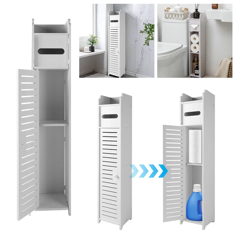 Bathroom Storage Cabinet Toilet Paper Narrow Holder Stand Save Space Multi Layered Bathroom Cabinet Large Capacity Storage Shelf