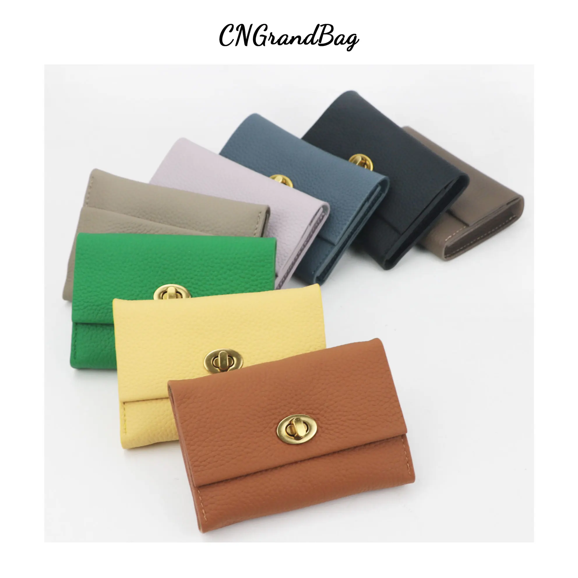 Customized Genuine Leather Retro Cardholder and Lipstick Storage Wallet
