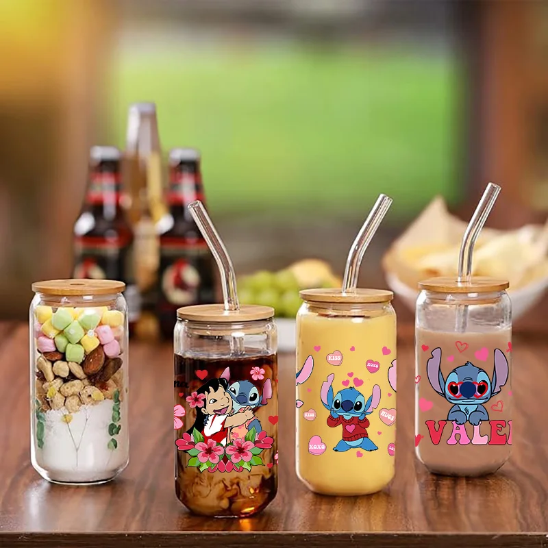 3D Stickers Miniso Stitch Series Easy peel waterproof DIY Decals uvdtf crystal 16oz uv dtf tumbler cup wraps