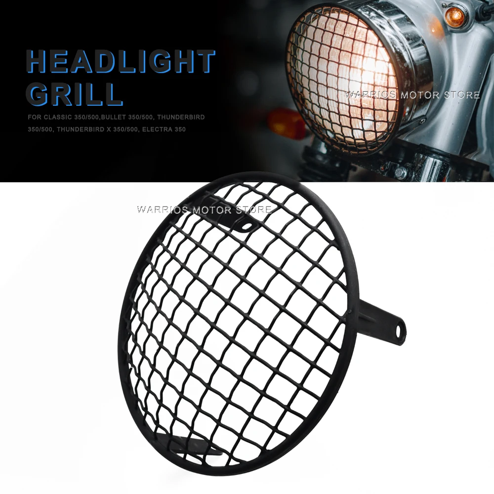 Per Classic 350 500 Bullet /Thunderbird /Thunderbird X /Electra 350 500 Moto Faro Griglia Copertura Griglia Protezione Abs Nero