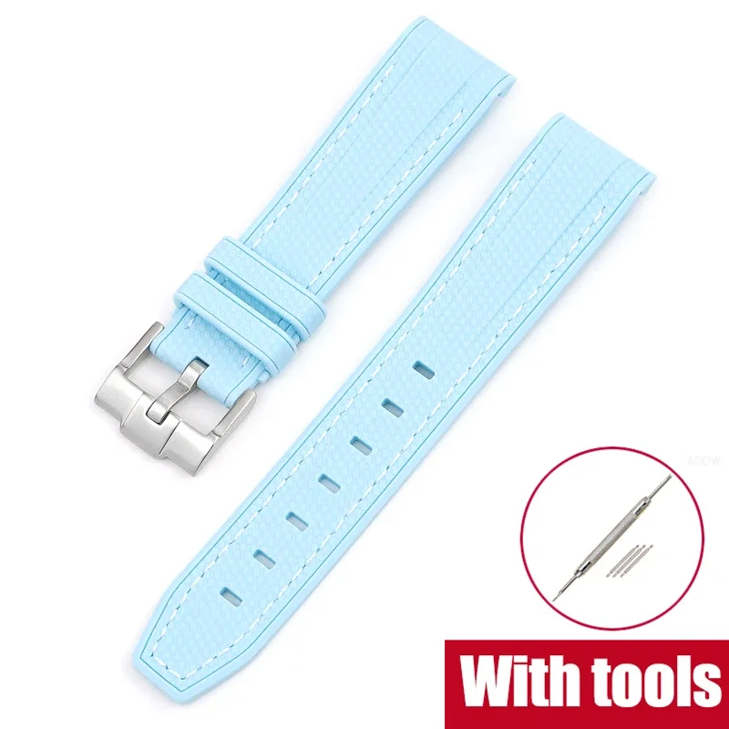 Enhanced Silicone Rubber Watch Band with Curved End - 20mm Diving Wrist Bracelet