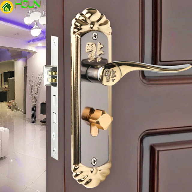 Simple Bathroom Door Lock Zinc Alloy Interior Bedroom Door Handle Lock  Anti-theft Lock Bathroom Toilet Lock Furniture Hardware - Door Locks -  AliExpress