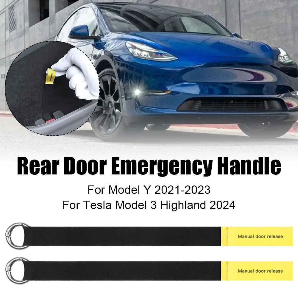 Car Emergency Handle Rear Door Emergencies Safety Pull Rope for Tesla Highland Model Y 2PCS