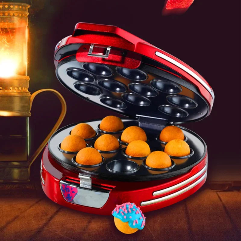 Vintage metal red electric frying pan Cake Pop Round ball breakfast maker Cake maker