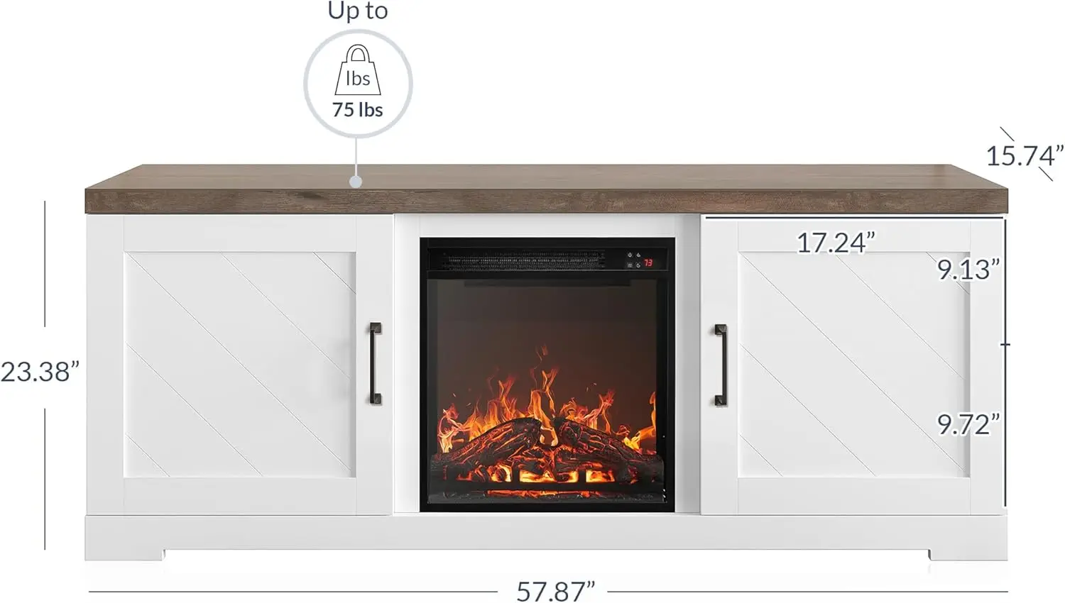 Modern 58" Farmhouse TV Stand with 18" Electric Fireplace Heater & Media Entertainment Center for TV up to 65" Console Table 2