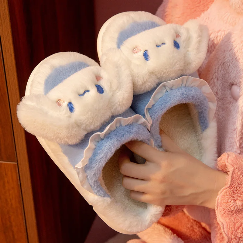 

Sanrio Cotton Slippers Womens New Winter Cute Cinnamoroll My Melody Children Indoor Home Anti Slip and Warm Cotton Slippers