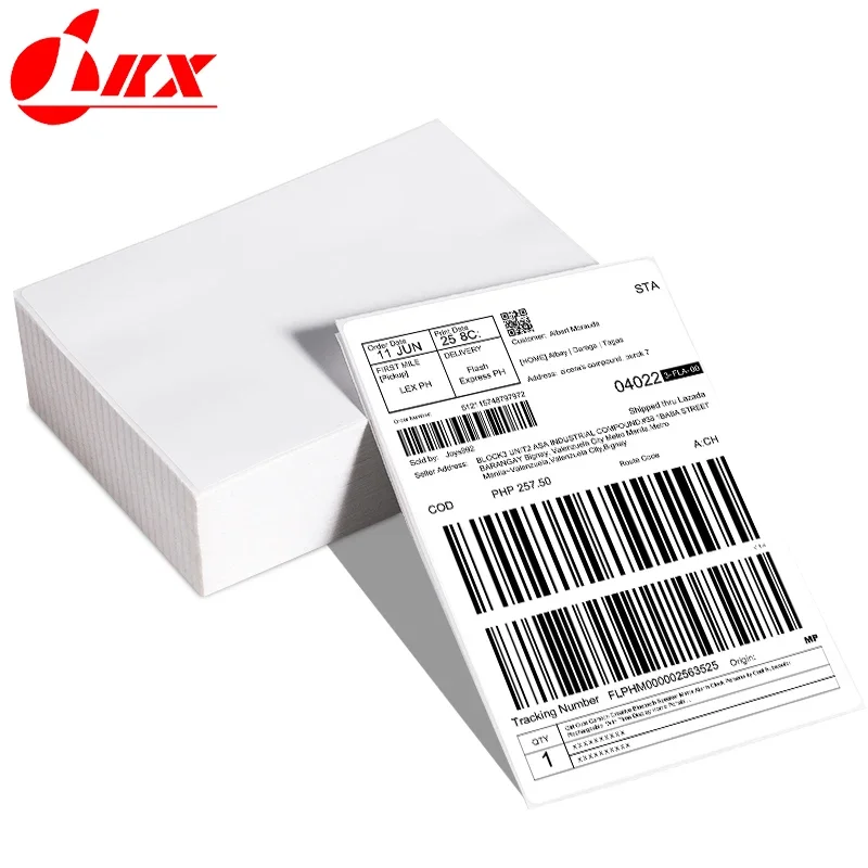 

LKX Thermal Labels Paper Sticker Shipping Barcode Papel De Carpeta White 4x6 Thermal Shipping Labels for Label Printer