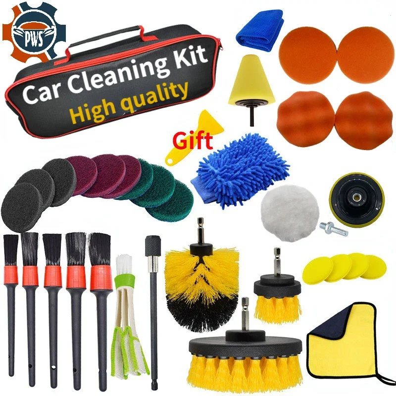 Nuovo Kit Per La Pulizia Dell'Auto Scrubber Drill Detailing Brush Set Condizionatore D'Aria Vents Asciugamano Lucidatrice Auto Dettagli Strumenti
