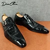 Luxury Brand Men Leather Shoes Slip-On Black Crocodile Print Woven Pattern Loafers Mens Dress Shoes Wedding Office Shoes For Men 5