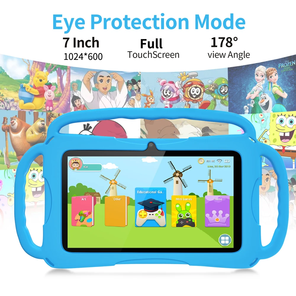 BDF 7 Inch Kids Tablet Quad Core Android 9 WiFi 32GB WiFi Bluetooth Educational Software Installed 4