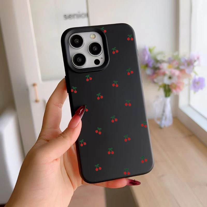 ตัวเลือกสินค้า เคสซิลิโคนนิ่ม iPhone 15/16 Plus ลายการ์ตูนเชอร์รี่น่ารัก