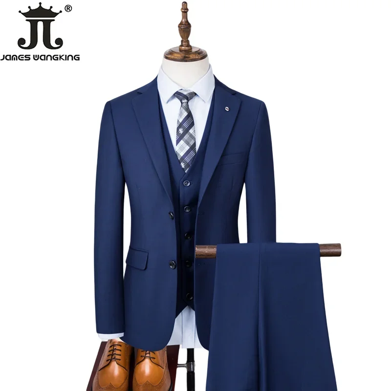 S-8XL Men's Suits (Jacket + Vest + Pants) High Quality Boutique Solid Color Casual Business Office Suit Set Three and Two Pieces 2