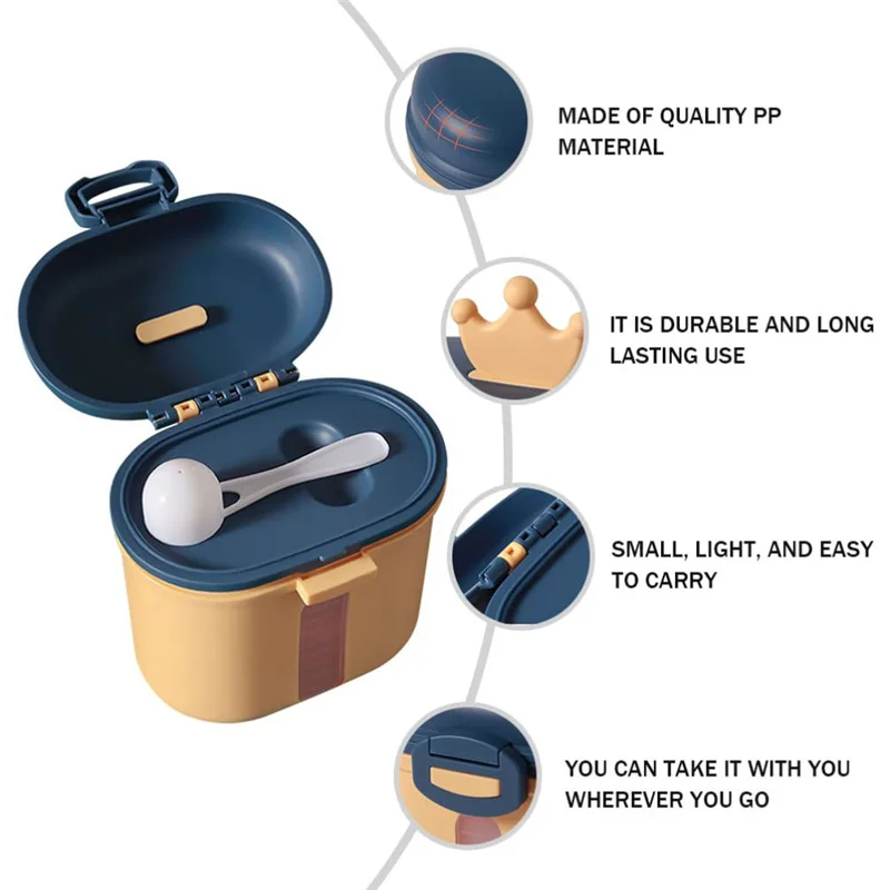 Cute Baby Milk Powder Box Portable Out Sealed Moisture-proof Storage Tank Food Grade PP Milk Powder Compartment