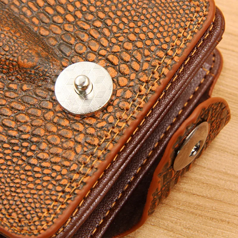 Mens Wallet Leather Genuine Short Purse Billetera Hombre Men Wallets Vintage Style Hombre Crocodile Alligato Portemonne 4