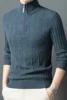 Men's Autumn and Winter Half High Neck Zipper Thick Solid Color Sweater Casual with Warm Knit Sweater Base Shirt 6