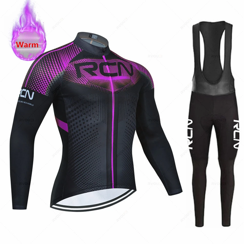 RVOUEI Thermal Fleece Cycling Jersey Set Team Winter, Racing Bike Suit, Mountain Bicycle Clothing, Ropa Maillot Ciclismo Hombre - Image 5