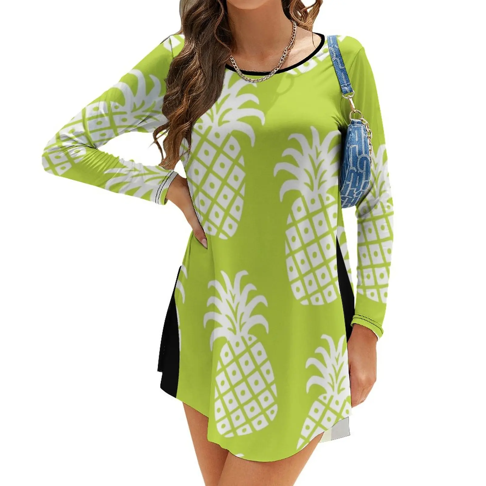 

Pineapple Twist 325 Chartreuse Green Long-Sleeve Dress luxury woman evening dress elegant dresses for women