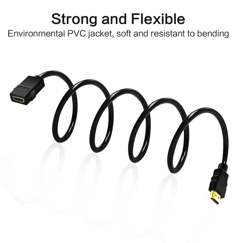 3FT HDMI-applicable Extension Cable Male to Female 0.5M 1M Connector Adapter Port 1080P For HD TV LCD Laptop Projector images - 6