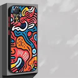Shockproof Matte Phone Case with Colorful Lines and Graffiti Design for Redmi Note10Lite (UUAVA05)