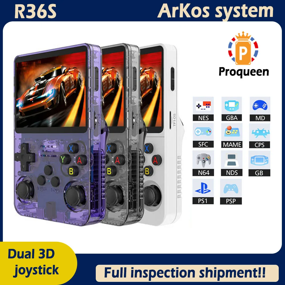 Consola Retro R36S Con 128 GB Y 21,000+ Juegos, Pantalla IPS De 3.5", Linux De Código Abierto, Portátil De Bolsillo