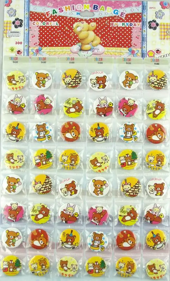 

48 Pcs/Set 108 Pcs/Set Rilakkuma Kid's Cartoon anime Brooches Pin Badge 25MM 2.5CM 30MM 3.0CM 45MM 4.5CM Wholesale