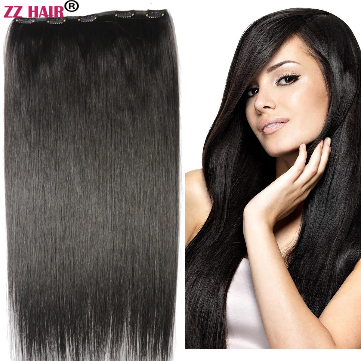 ZZHAIR Clips In Brazilian Human Remy Hair Extensions 16