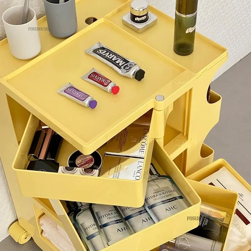 Night Stand Rotary Storage Plastic Creative Bedside Tables for Bedroom Furniture Nordic Mobile Bed Side Table with Drawer d