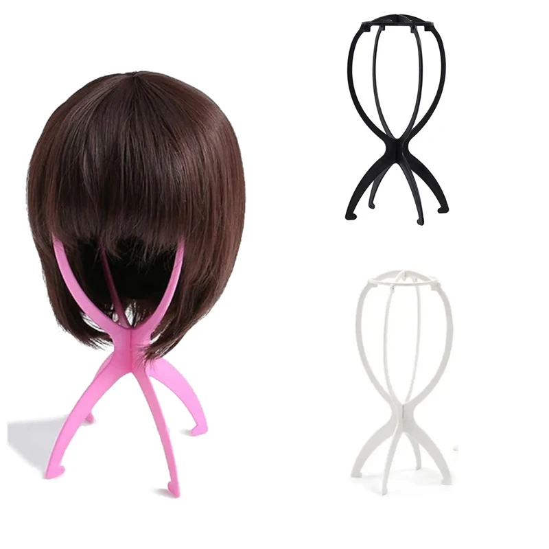 Folding Wig Stand 1Pc Portable Plastic Wig Head Stand Black Hang Hair Display Tools wig stand