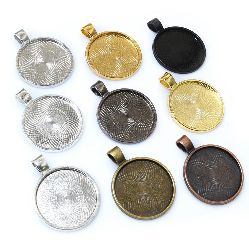 10 Stück 25mm Innen größe Anhänger leere Basis Einstellung 25mm Runde Cabochons Lünette Tablett DIY Schmuck Herstellung Zubehör