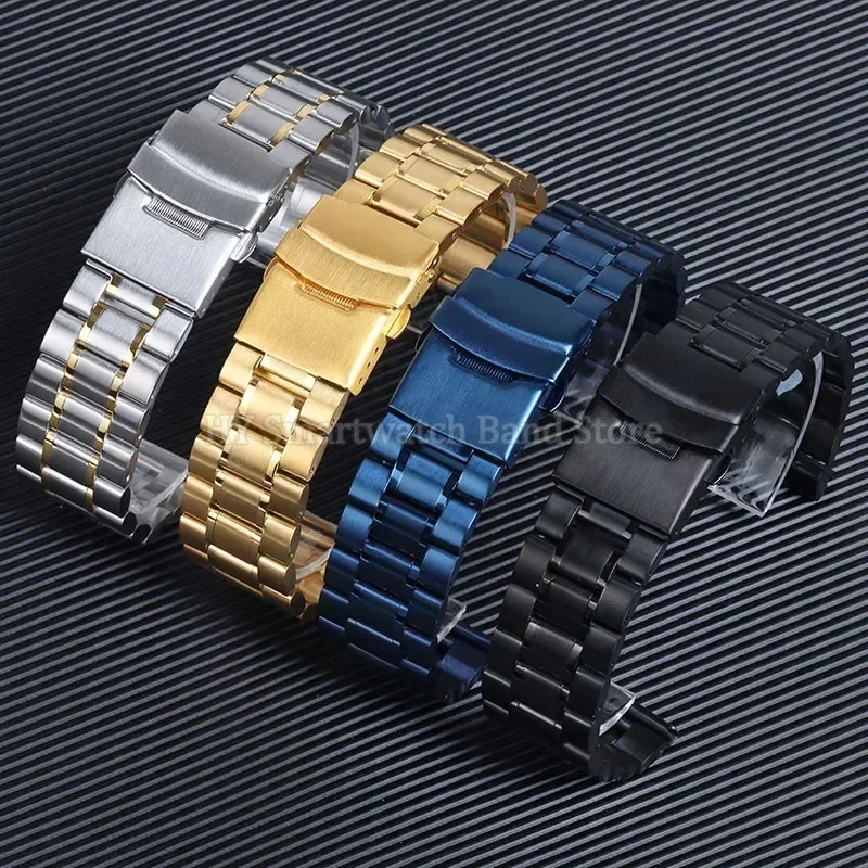 Luxury Stainless Steel Watch Strap with Curved End