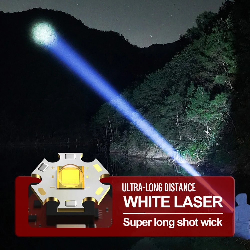 Description Picture 4 of itemPowerful LED Flashlight USB Rechargeable Zoom Torch 2000m Long Lighting Distance Spotlight 4 Modes Waterproof Outdoor Lantern