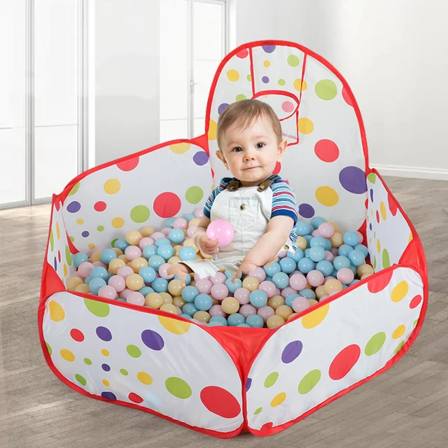 Portable Baby Ball Pool Ball Pit Children's Tent Baby Playpen Playpen Baby Park Playground Dry Pool Balls with Basketball Hoop 2