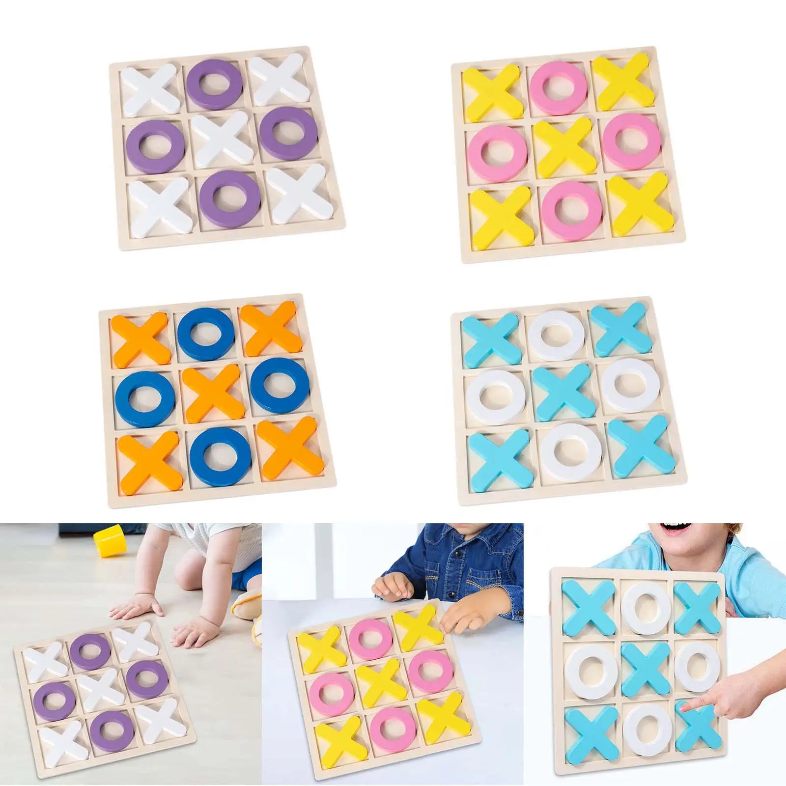 

Tic TAC Toe Wooden Board Game XO Table Toy Interactive Brain Teaser Noughts and Crosses for Party Favors Adult Children