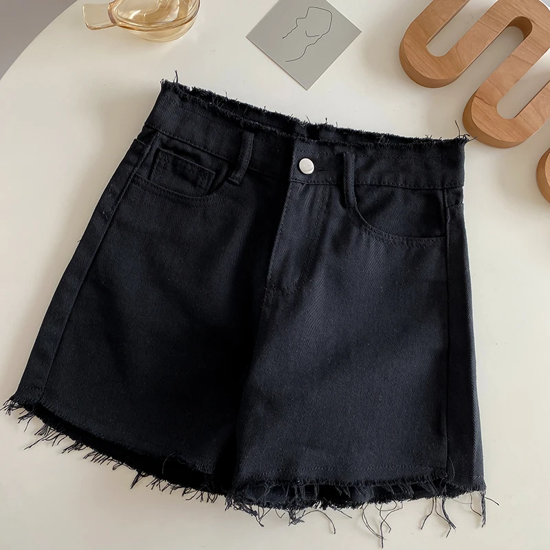 burberry shorts Korean Style High Waist Slimming A- line Versatile Raw Edge Denim Shorts Women's Fashion Wide-Leg Spring New Hot Pants old navy shorts